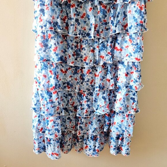 Aritzia Little Moon Rarity Blue Floral Feminine Ruffle Midi Dress Size XS. - Picture 12 of 16